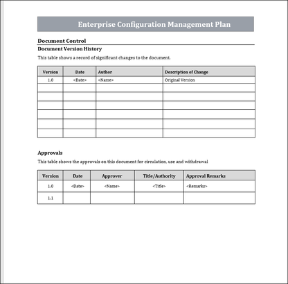 Enterprise Configuration management plan 