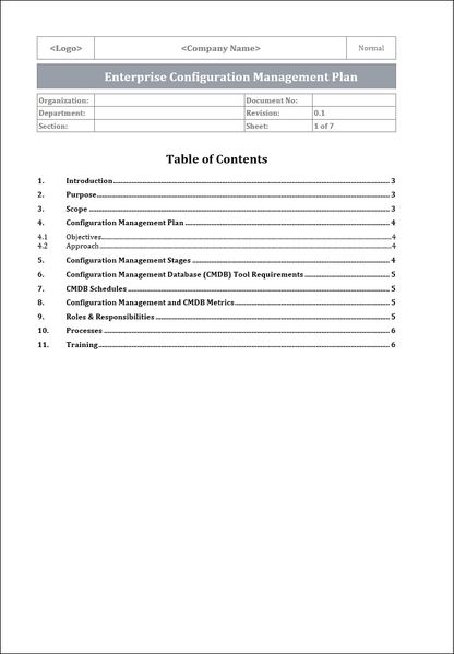 Configuration management plan 