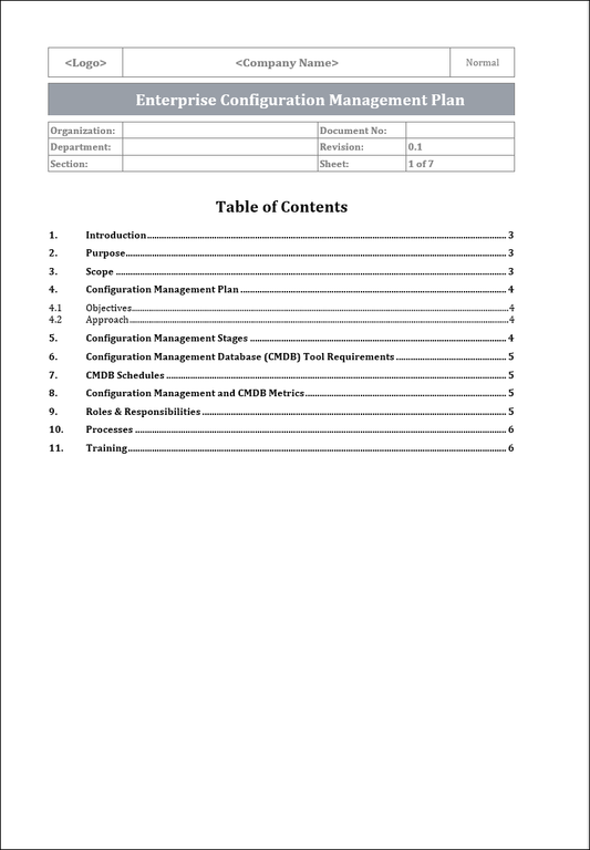 Configuration management plan 