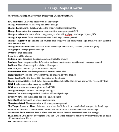 Emergency Change Ticket Request Form