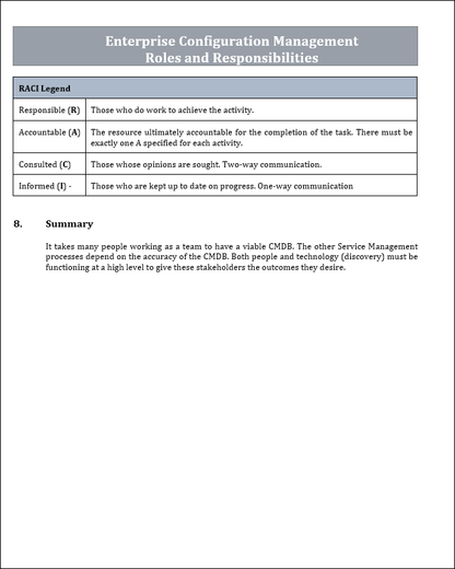 Enterprise Configuration management roles and responsibilities