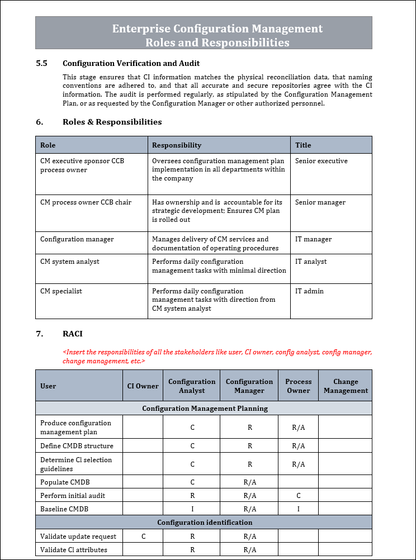 Configuration management roles and responsibilities